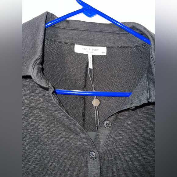 Rag & Bone NWT Black Ribbed Long Sleeve Polo - Picture 5 of 10
